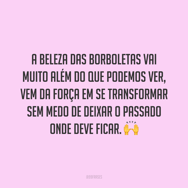 A beleza das borboletas vai muito além do que podemos ver, vem da força em se transformar sem medo de deixar o passado onde deve ficar. 🙌