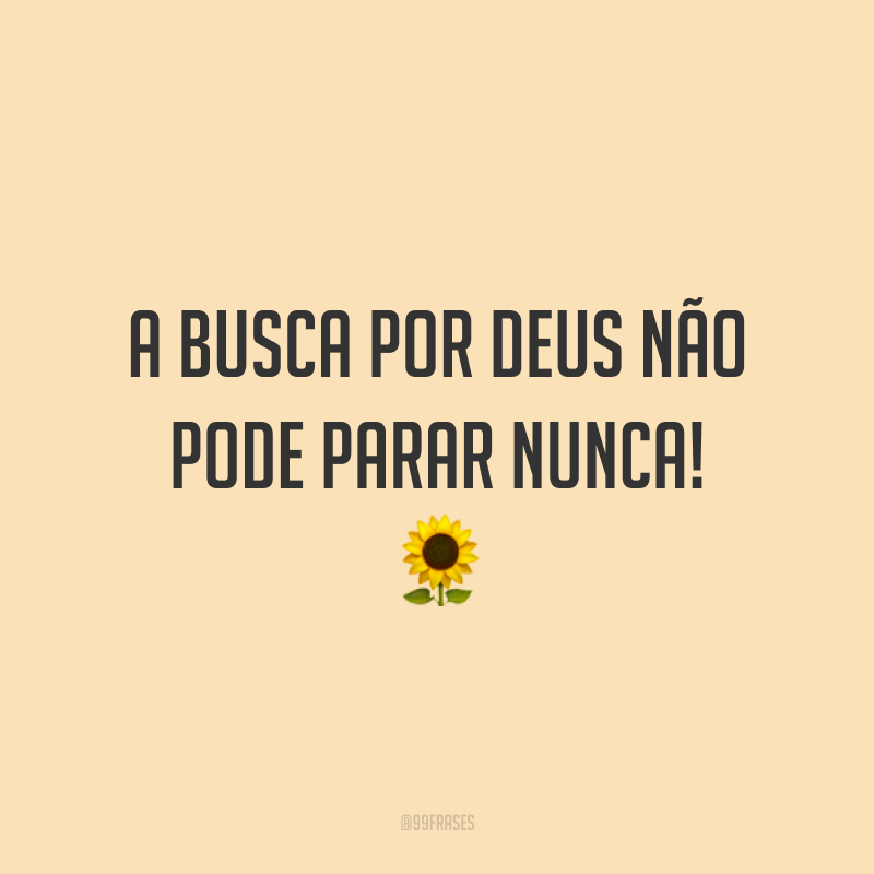 A busca por Deus não pode parar nunca! 🌻