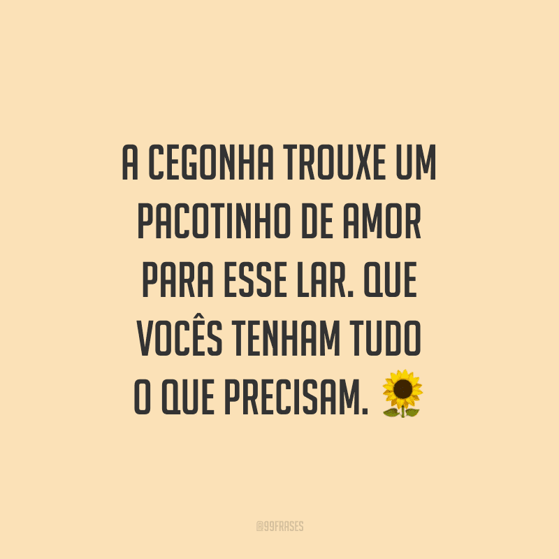 A cegonha trouxe um pacotinho de amor para esse lar. Que vocês tenham tudo o que precisam. Parabéns pela gravidez!