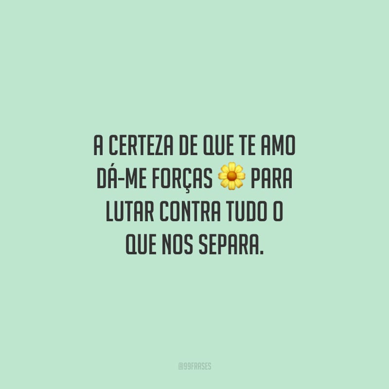 A certeza de que te amo dá-me forças para lutar contra tudo o que nos separa.
