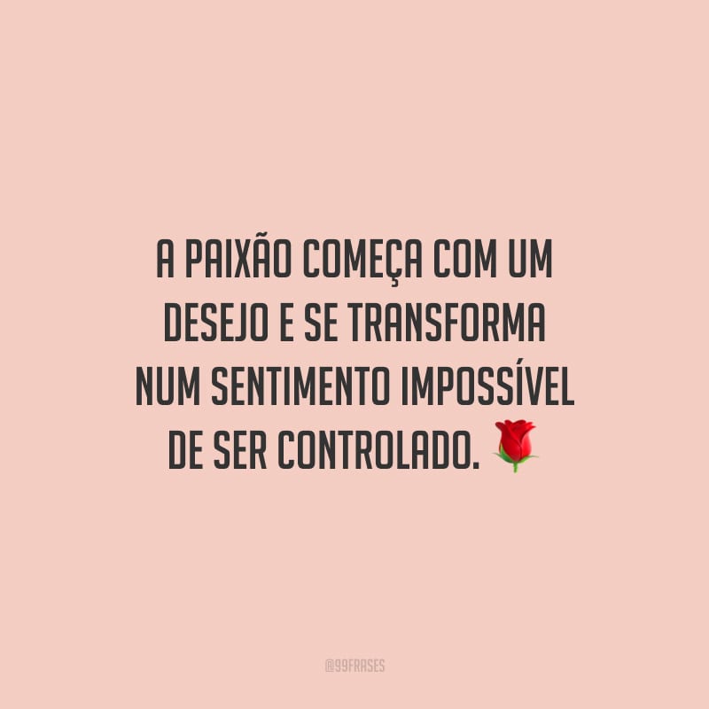 A paixão começa com um desejo e se transforma num sentimento impossível de ser controlado.