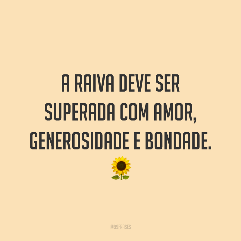 A raiva deve ser superada com amor, generosidade e bondade. 🌻