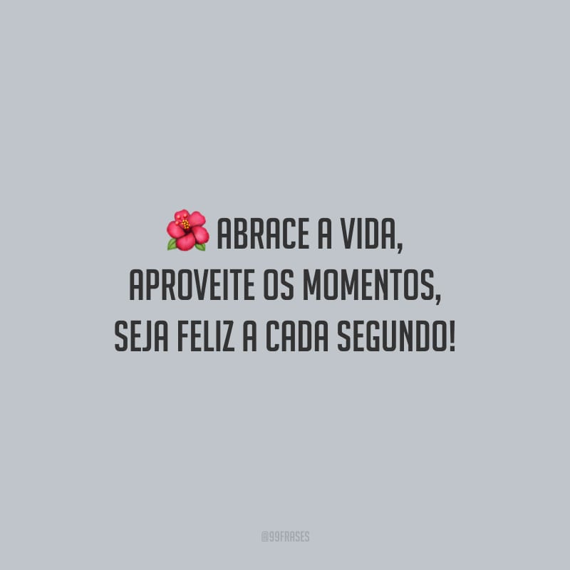 Abrace a vida, aproveite os momentos, seja feliz a cada segundo!
