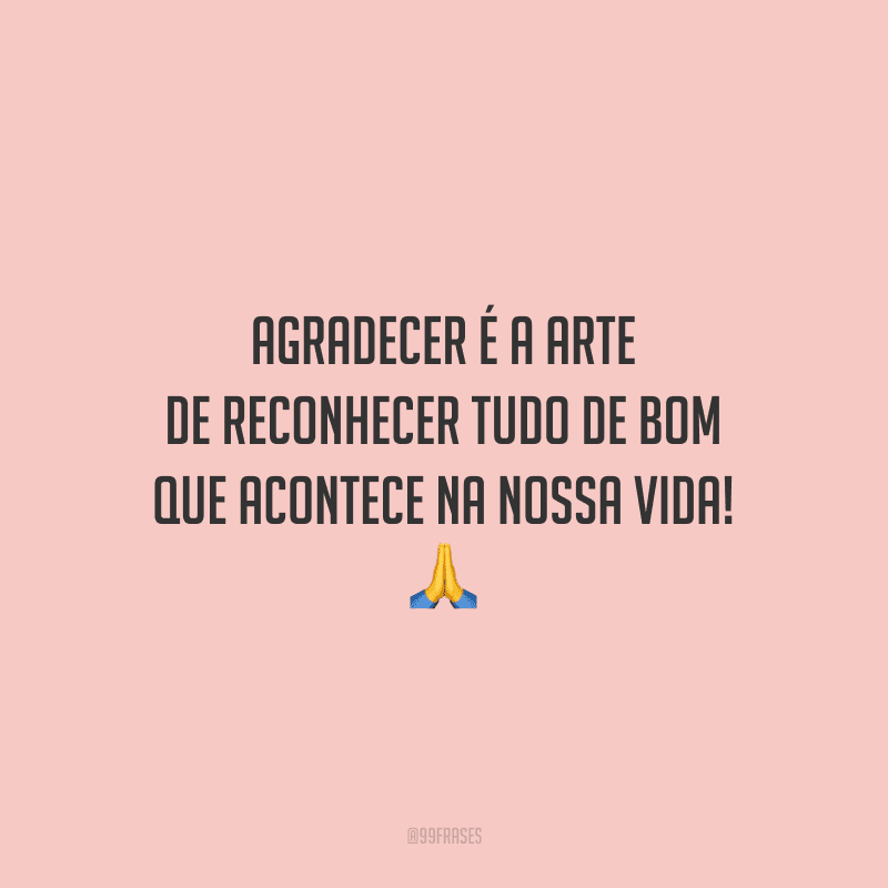 Agradecer é a arte de reconhecer tudo de bom que acontece na nossa vida!