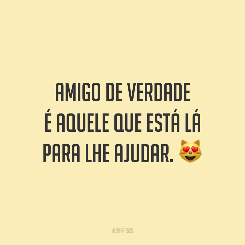 Amigo de verdade é aquele que está lá para lhe ajudar. 😻