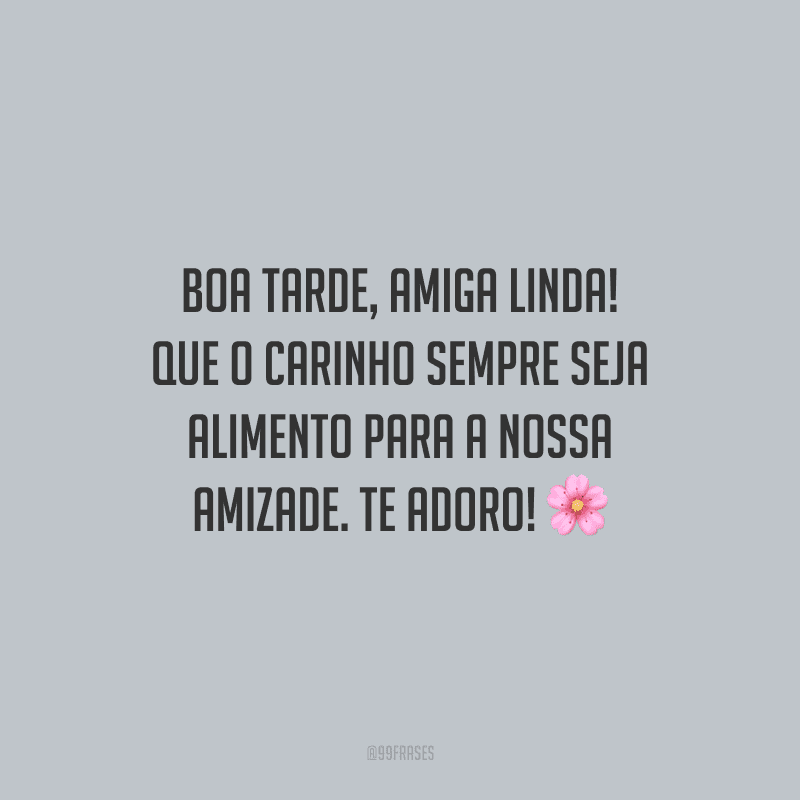 Boa tarde, amiga linda! Que o carinho sempre seja alimento para a nossa amizade. Te adoro!
