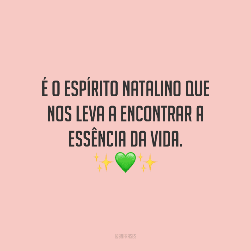 É o espírito natalino que nos leva a encontrar a essência da vida.