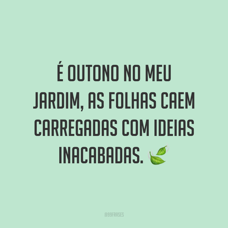 É outono no meu jardim, as folhas caem carregadas com ideias inacabadas. ?