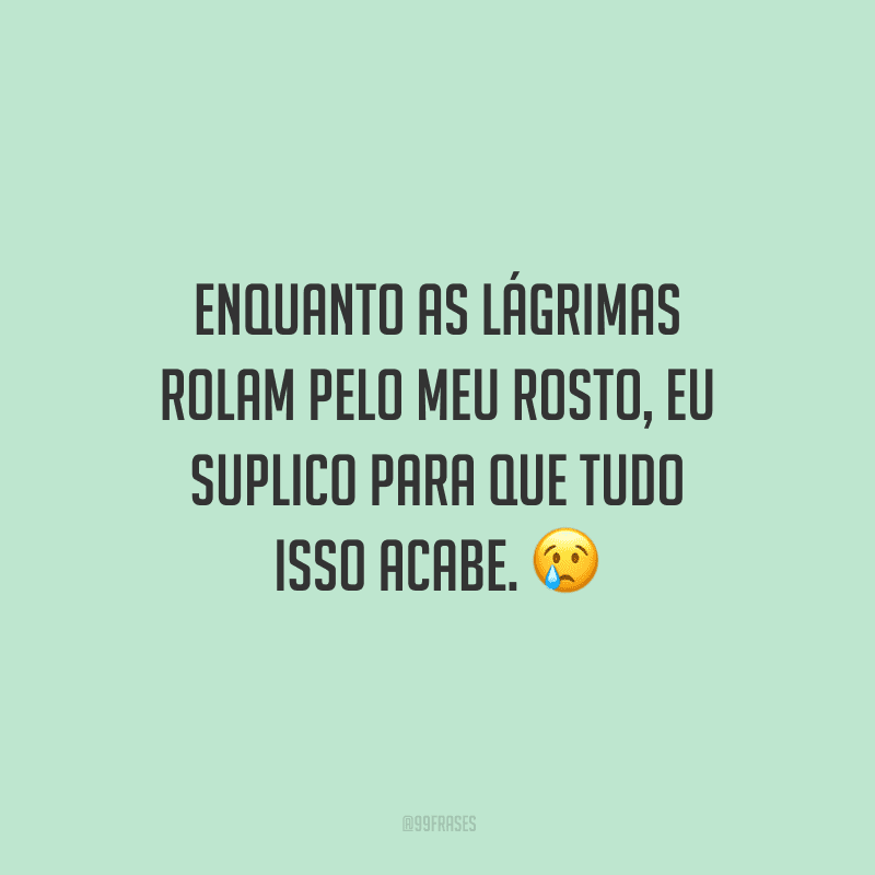 Enquanto as lágrimas rolam pelo meu rosto, eu suplico para que tudo isso acabe.