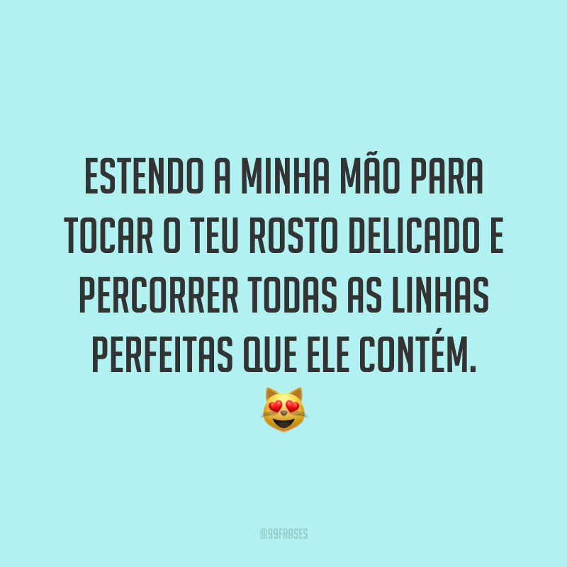 Estendo a minha mão para tocar o teu rosto delicado e percorrer todas as linhas perfeitas que ele contém. 😻