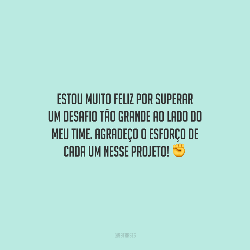 Estou muito feliz por superar um desafio tão grande ao lado do meu time. Agradeço o esforço de cada um nesse projeto!