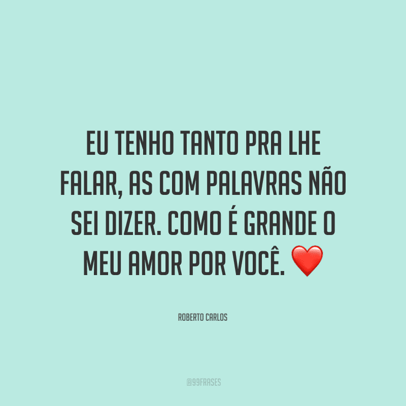 Eu tenho tanto pra lhe falar, as com palavras não sei dizer. Como é grande o meu amor por você.