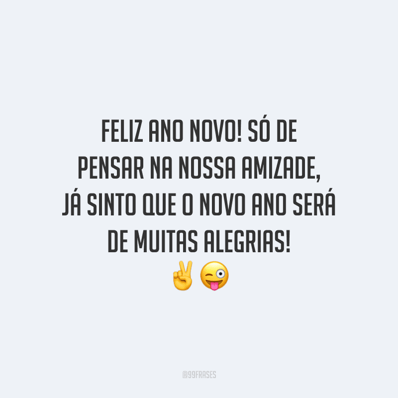 Feliz Ano Novo! Só de pensar na nossa amizade, já sinto que o novo ano será de muitas alegrias!