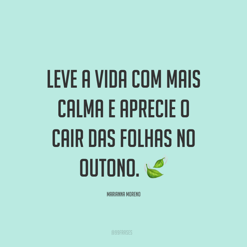 Leve a vida com mais calma e aprecie o cair das folhas no outono. ?