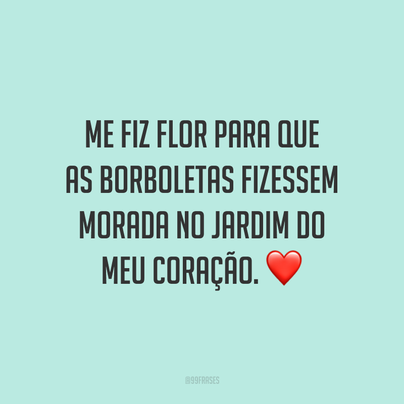 Me fiz flor para que as borboletas fizessem morada no jardim do meu coração. ❤️