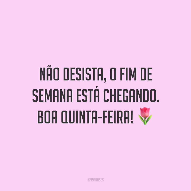 Não desista, o fim de semana está chegando. Boa quinta-feira! 🌷