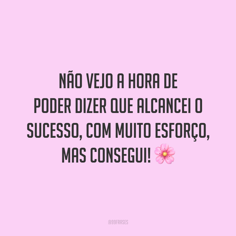 Não vejo a hora de poder dizer que alcancei o sucesso, com muito esforço, mas consegui!