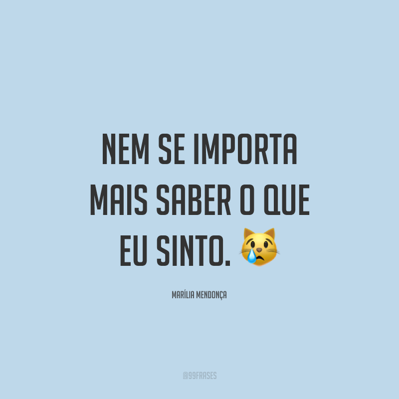 Nem se importa mais saber o que eu sinto. 😿