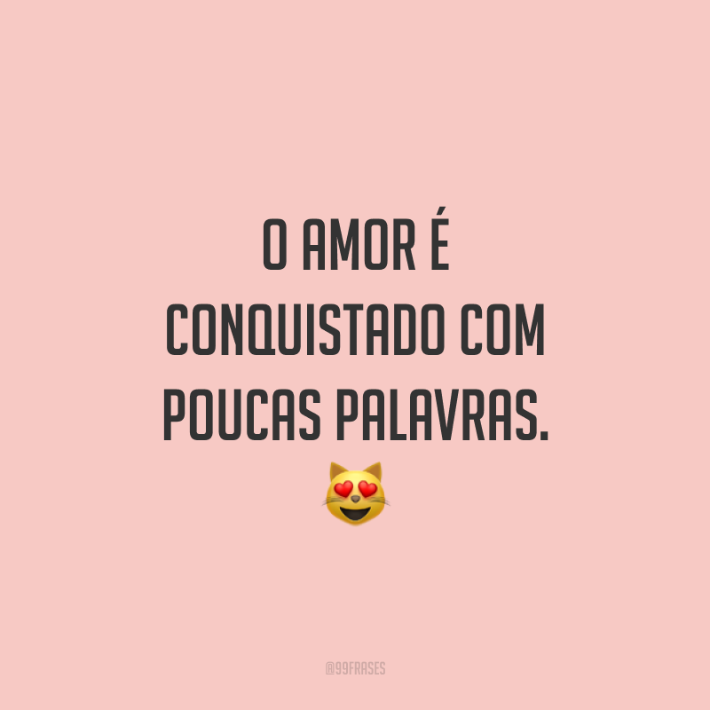 O amor é conquistado com poucas palavras. 😻