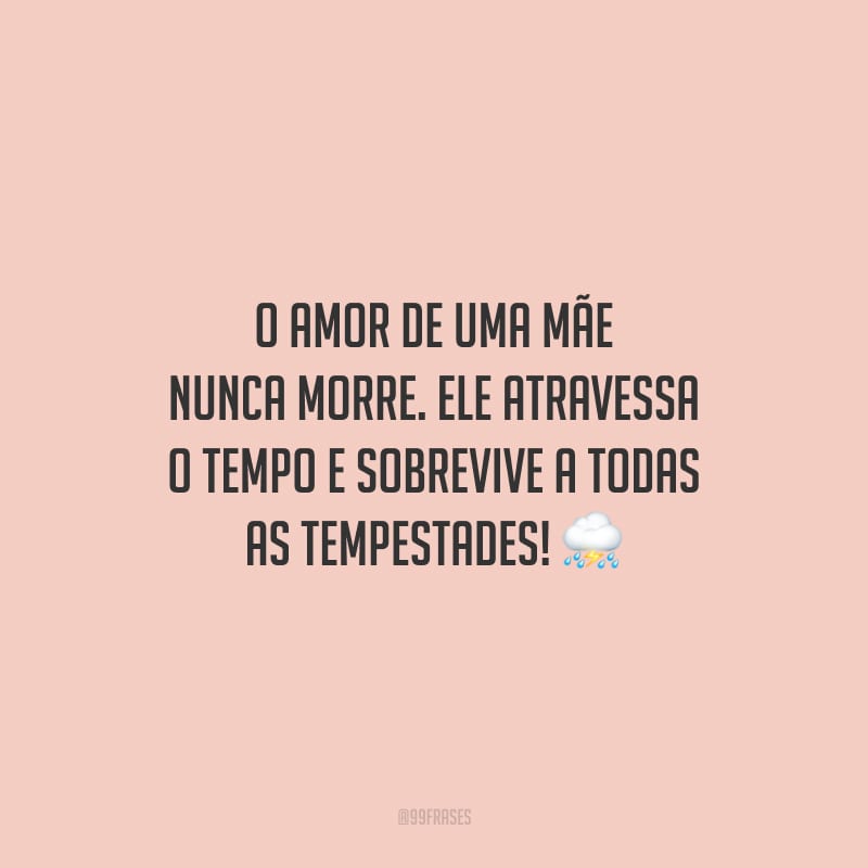 O amor de uma mãe nunca morre. Ele atravessa o tempo e sobrevive a todas as tempestades!