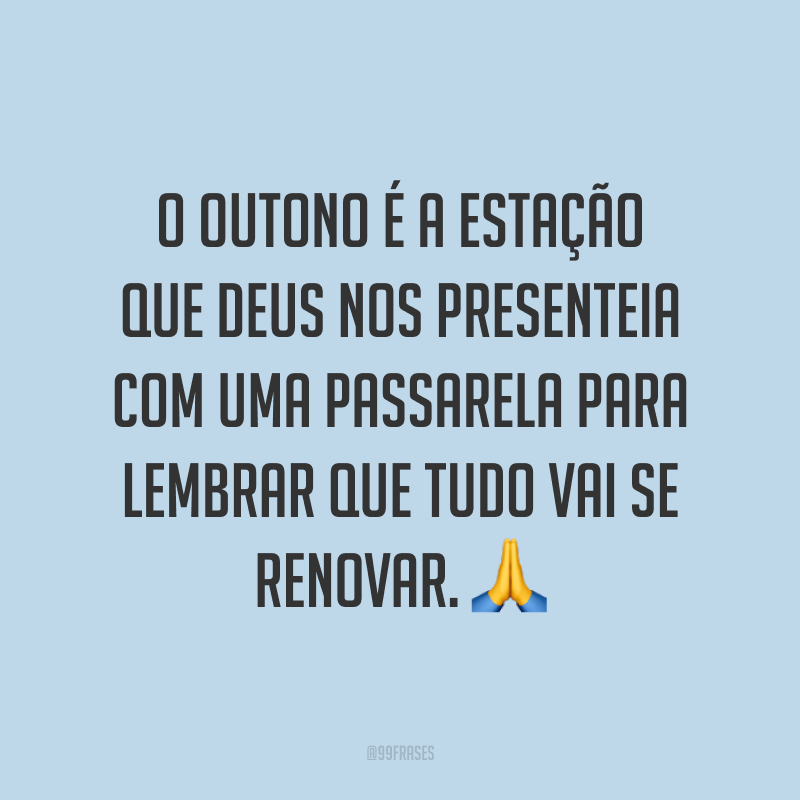 O outono é a estação que Deus nos presenteia com uma passarela para lembrar que tudo vai se renovar. ?