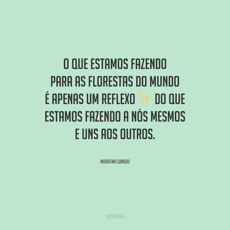 O que estamos fazendo para as florestas do mundo é apenas um reflexo do que estamos fazendo a nós mesmos e uns aos outros.