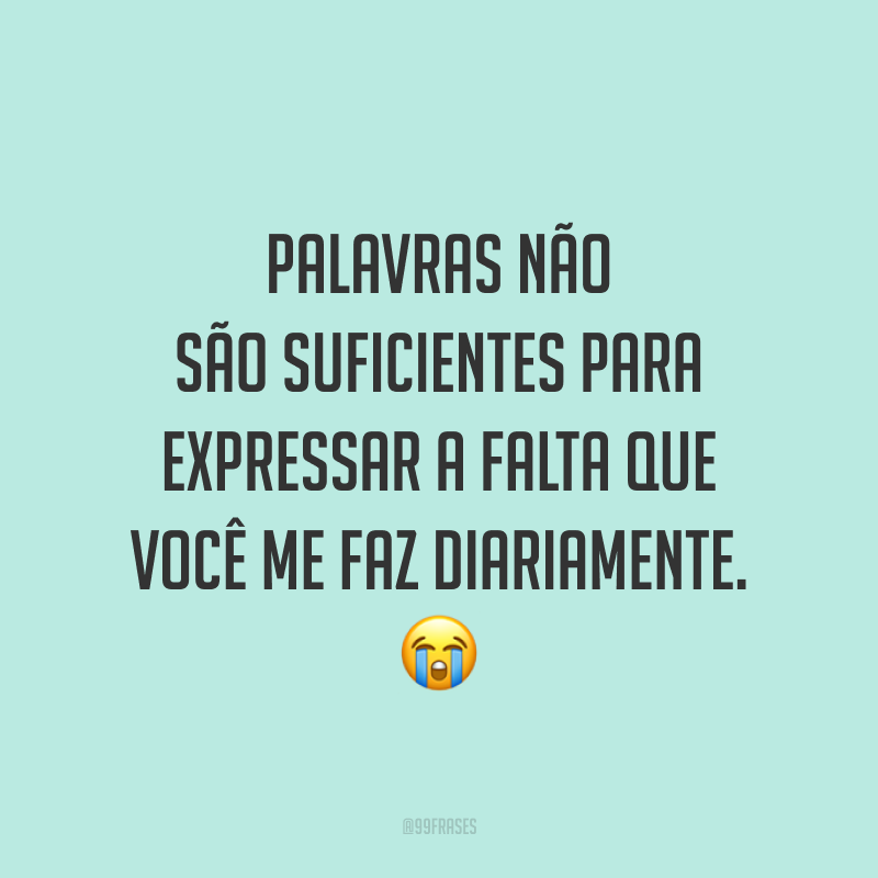Palavras não são suficientes para expressar a falta que você me faz diariamente. 😭
