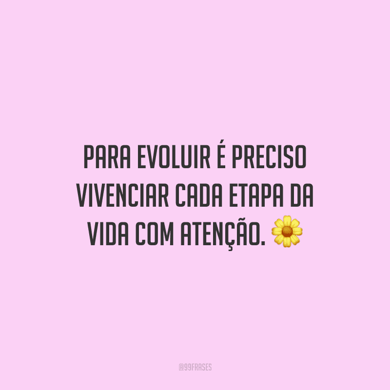 Para evoluir é preciso vivenciar cada etapa da vida com atenção. 🌼