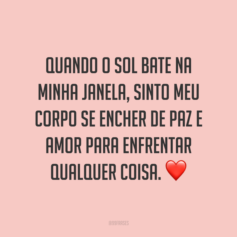 Quando o sol bate na minha janela, sinto meu corpo se encher de paz e amor para enfrentar qualquer coisa. ❤