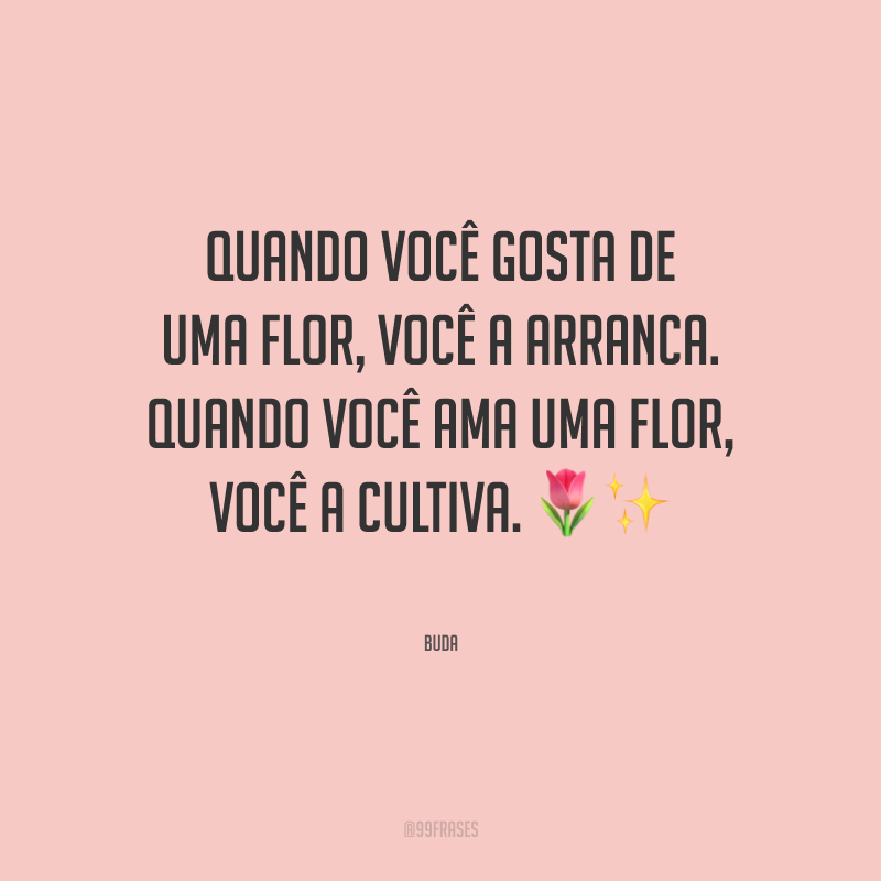 Quando você gosta de uma flor, você a arranca. Quando você ama uma flor, você a cultiva.