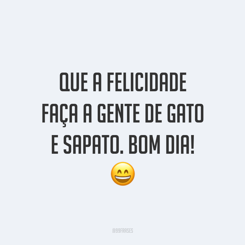 Que a felicidade faça a gente de gato e sapato. Bom dia! 😄