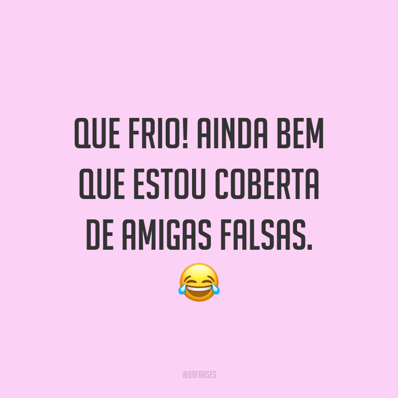 Que frio! Ainda bem que estou coberta de amigas falsas. 😂