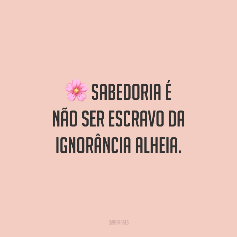 Sabedoria é não ser escravo da ignorância alheia.