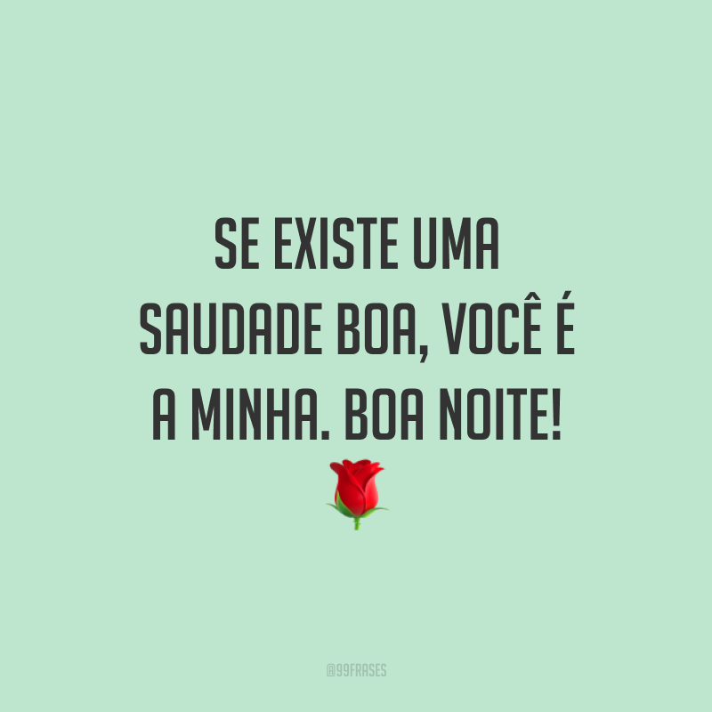 Se existe uma saudade boa, você é a minha. Boa noite! 🌹