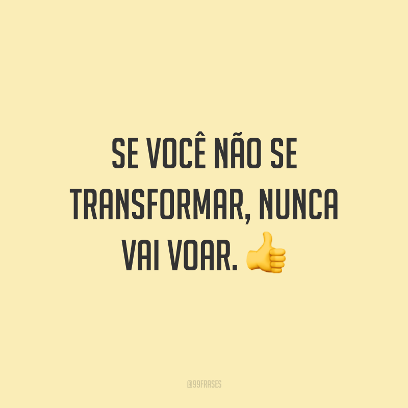 Se você não se transformar, nunca vai voar. 👍