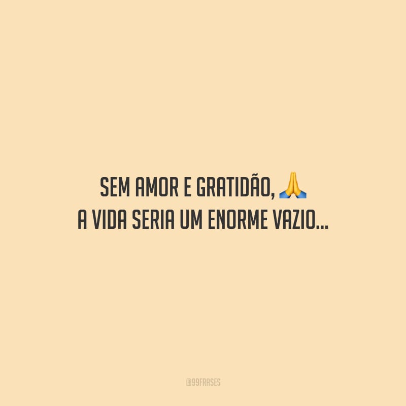 Sem amor e gratidão, a vida seria um enorme vazio...