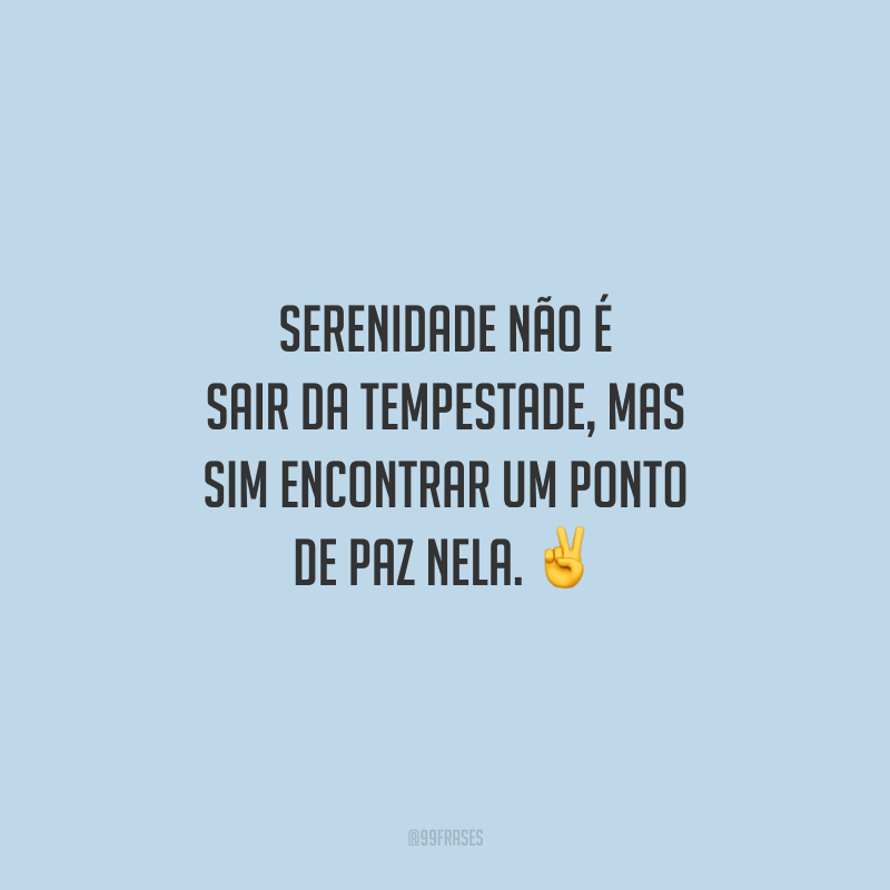 Serenidade não é sair da tempestade, mas sim encontrar um ponto de paz nela. ✌️