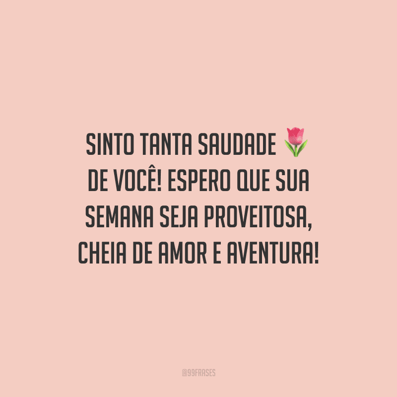 Sinto tanta saudade de você! Espero que sua semana seja proveitosa, cheia de amor e aventura! 