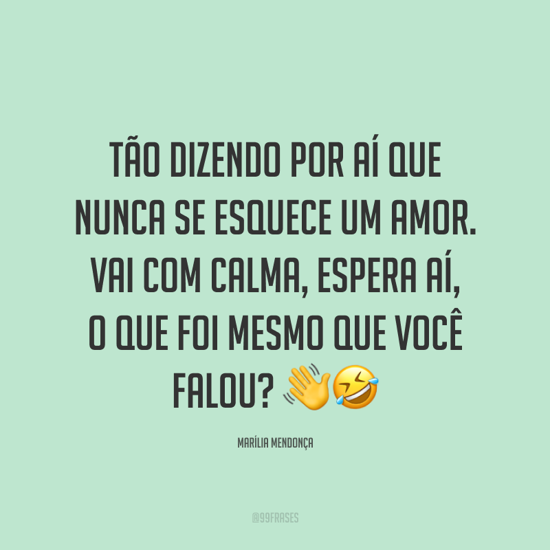Tão dizendo por aí que nunca se esquece um amor. Vai com calma, espera aí, o que foi mesmo que você falou? 👋🤣