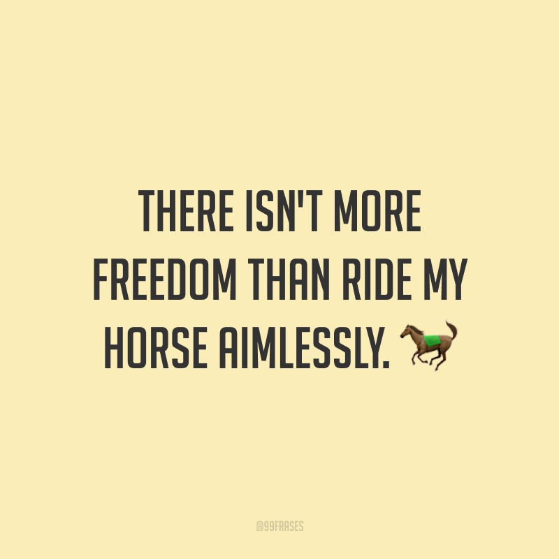 There isn't more freedom than ride my horse aimlessly. 🐎 (Não há mais liberdade do que cavalgar sem rumo.)