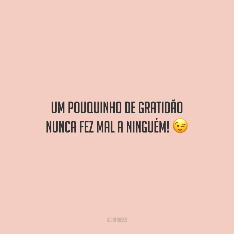 Um pouquinho de gratidão nunca fez mal a ninguém! 