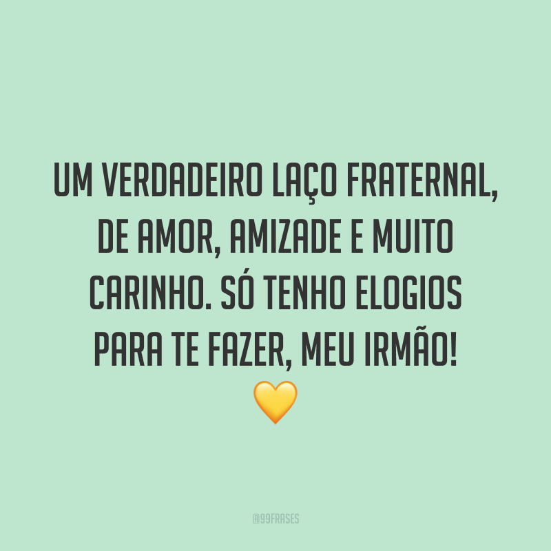 Um verdadeiro laço fraternal, de amor, amizade e muito carinho. Só tenho elogios para te fazer, meu irmão! 💛