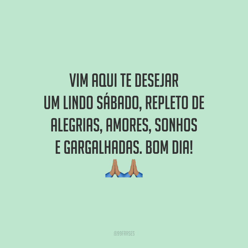 Vim aqui te desejar um lindo sábado, repleto de alegrias, amores, sonhos e gargalhadas. Bom dia!