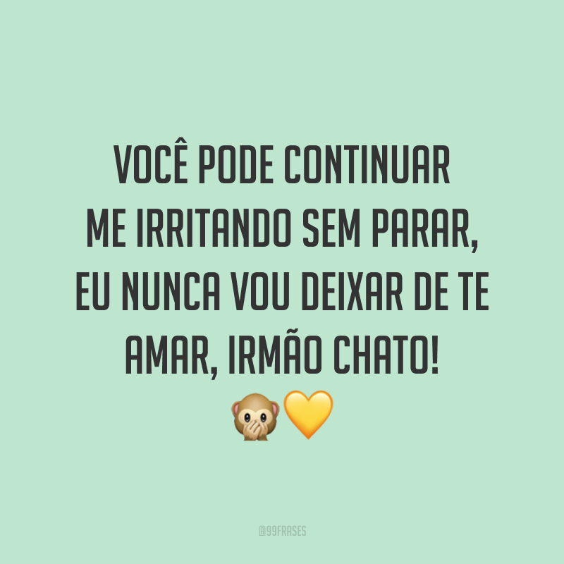 Você pode continuar me irritando sem parar, eu nunca vou deixar de te amar, irmão chato! 🙊💛