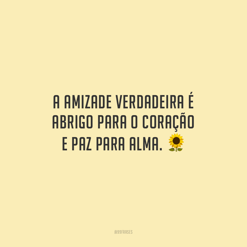 A amizade verdadeira é abrigo para o coração e paz para alma.