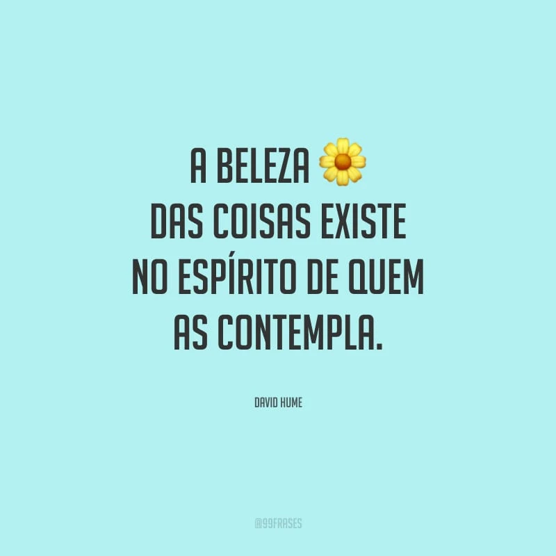 A beleza das coisas existe no espírito de quem as contempla. 
