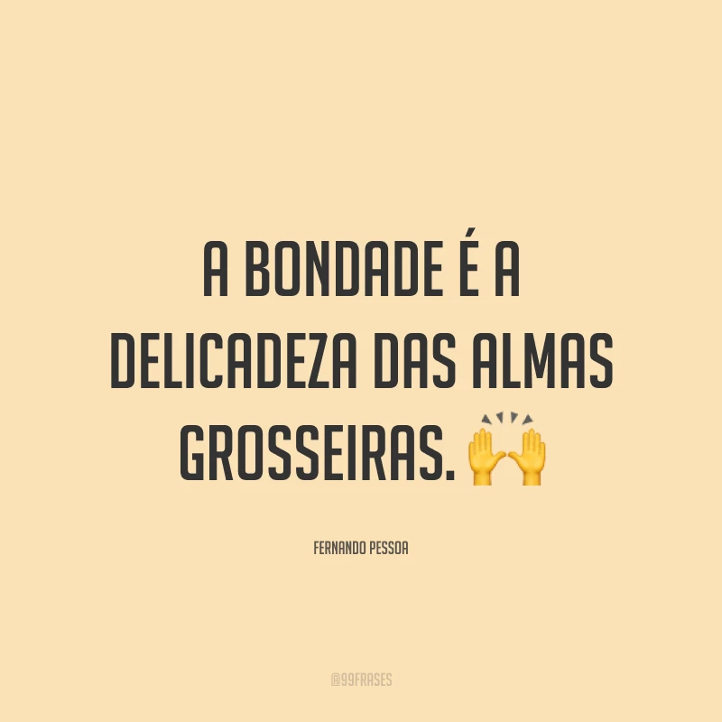 A bondade é a delicadeza das almas grosseiras. 🙌