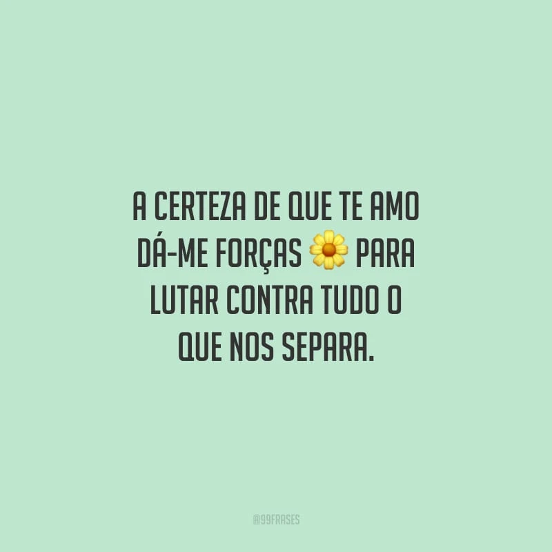 A certeza de que te amo dá-me forças para lutar contra tudo o que nos separa.