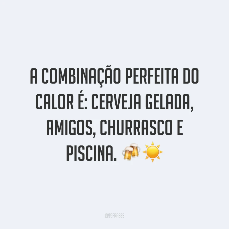 A combinação perfeita do calor é: cerveja gelada, amigos, churrasco e piscina. ?☀
