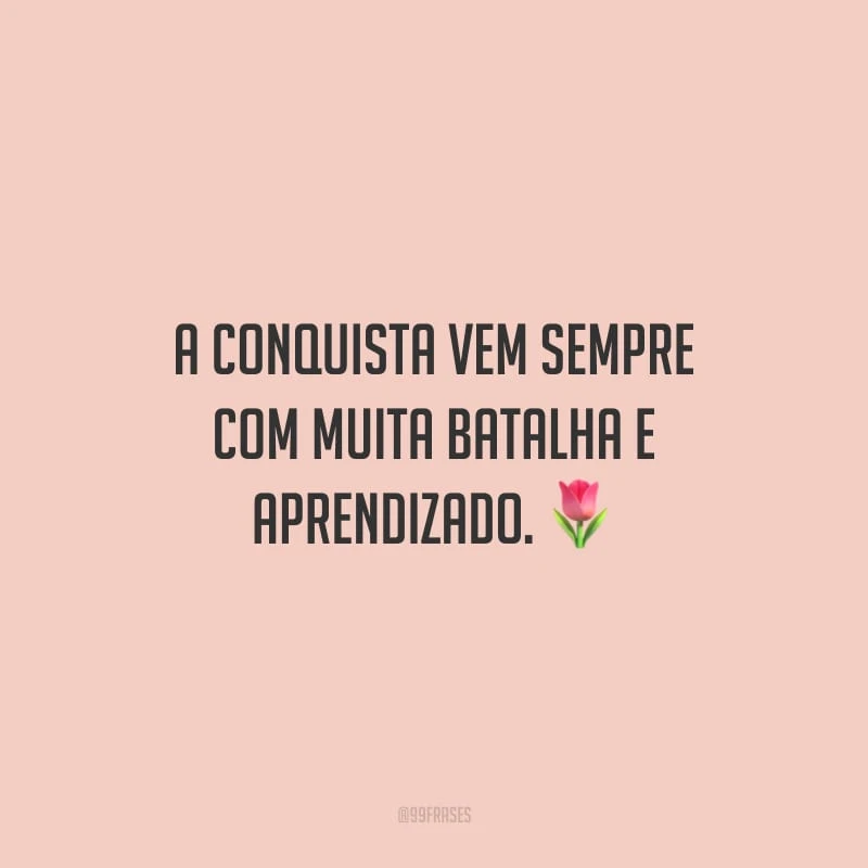 A conquista vem sempre com muita batalha e aprendizado.